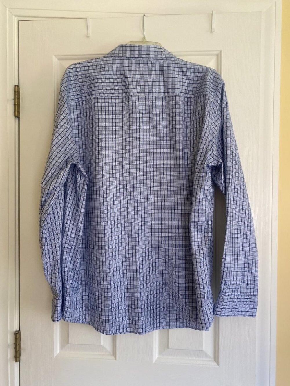 JOHNSTON & MURPHY long sleeve cotton button down navy white black olive, size L - Picture 3 of 6